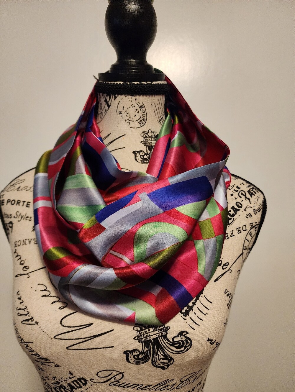 Silk Multicolor Geometric Print Scarf - Women Accessories